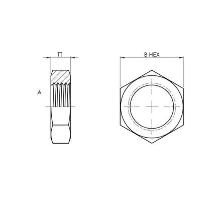 SS-0306-08 | 08 Bulkhead Locknut, Stainless Steel