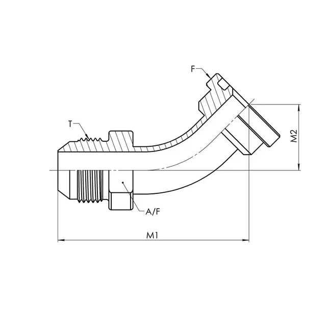 1803-20-12-Tube | 20 MJ - 12 Code 62 Flange Swept 45 Elbow, Carbon Steel