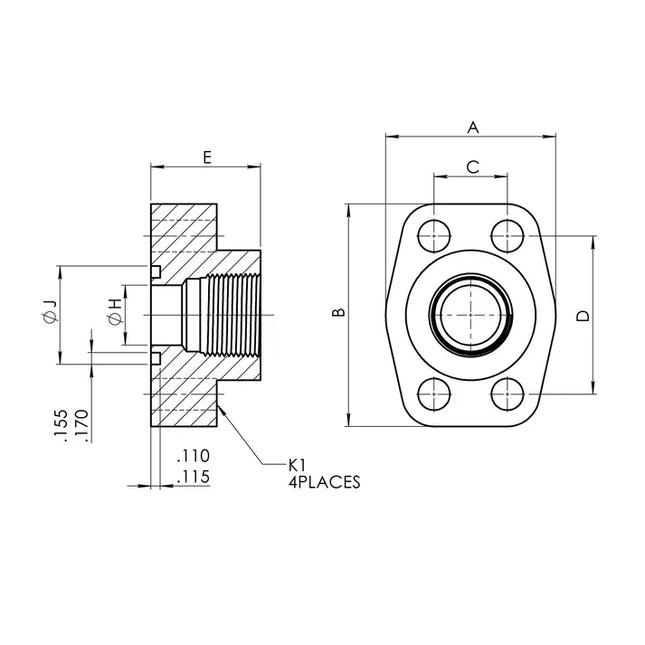 1927-61-24-24-KIT | 24 FP - 24 Code 61 Flange Block Kit, Carbon Steel