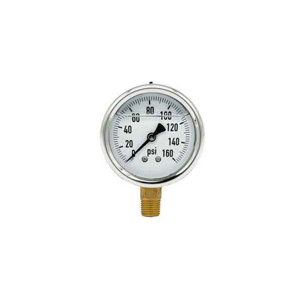200L-254-0-200N | 2.5", 0-200 PSI, Stainless Steel x Brass, 1/4", Lower Mount Pressure Gauge
