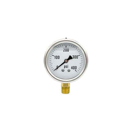 200L-254-0-400N | 2.5", 0-400 PSI, Stainless Steel x Brass, 1/4", Lower Mount Pressure Gauge