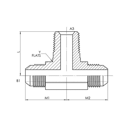 SS-2601-04-04-04 | 04 MJ - 04 MJ - 04 MP Tee, Stainless Steel