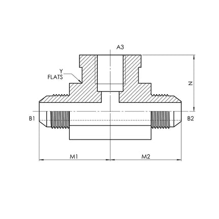 2602-16-16-16-FG | 16 MJ - 16 MJ - 16 FP Branch Tee Forged, Carbon Steel