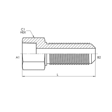SS-2705-04-06 | 04 FP - 06 MJ Bulkhead Straight, Stainless Steel