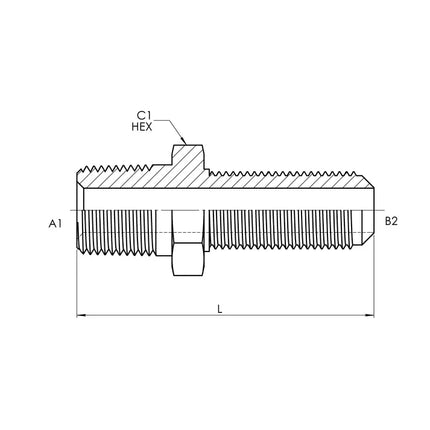 2706-16-16 | 16 MP - 16 MJ Bulkhead Straight, Carbon Steel