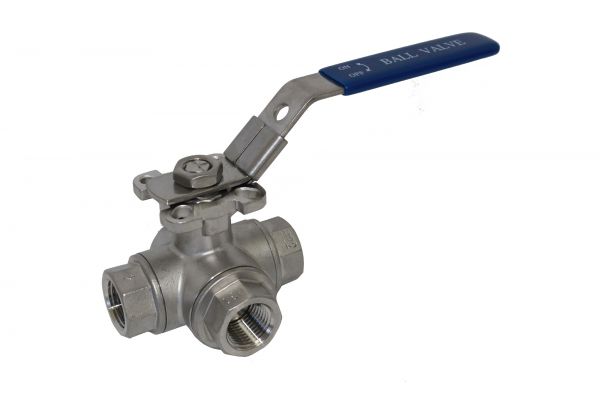 BV3W-050-316SS | 1/2" 3 Way Ball Valve - 316SS