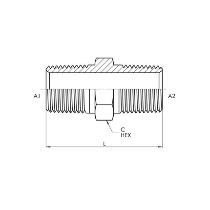 SS-5404-16-04 | 16 MP - 04 MP Hex Straight, Stainless Steel