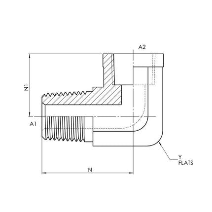 5502-16-12-FG | 16 MP - 12 FP 90 Street Elbow Forged, Carbon Steel
