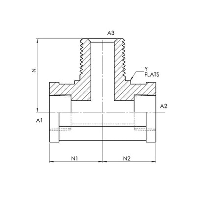 SS-5604-16-16-16 | 16 FP - 16 FP - 16 MP Tee, Stainless Steel