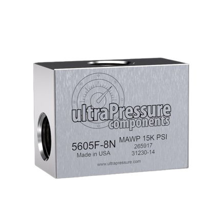 5605F-8N | 1/2" NPT Female Tee - Flat, Stainless Steel - 15K psi