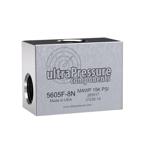 5605F-8N | 1/2" NPT Female Tee - Flat, Stainless Steel - 15K psi