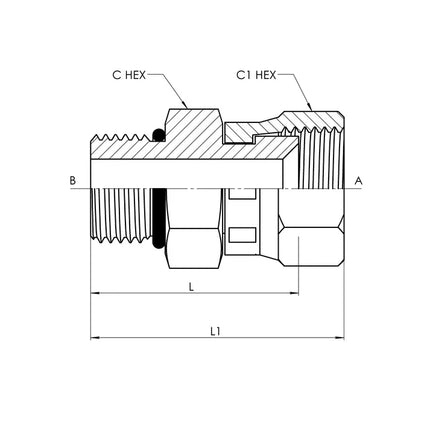 SS-6402-04-04-O | 04 MORB - 04 FJS Straight, Stainless Steel