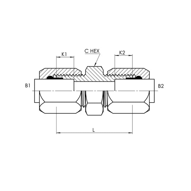 C2403-08-08 | 08 BT - 08 BT Tube Union Straight, Carbon Steel