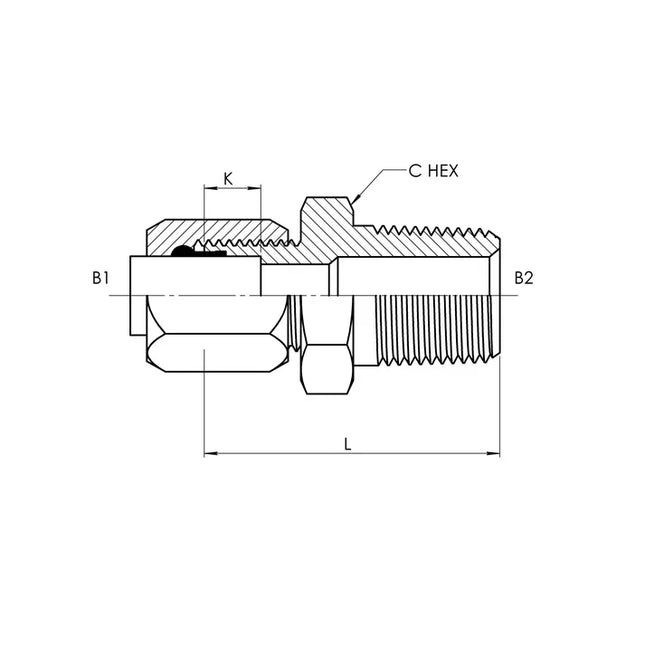 C2404-08-08 | 08 BT - 08 MP Adapter Straight, Carbon Steel