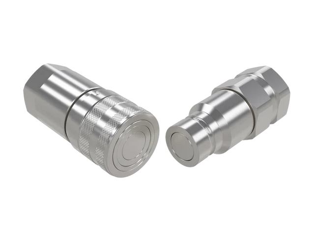 FF-HP-SS-06-08N | Flush Face Couplings (316 Stainless Steel), 3/8" Nipple Body X 1/2" Female NPT Threads