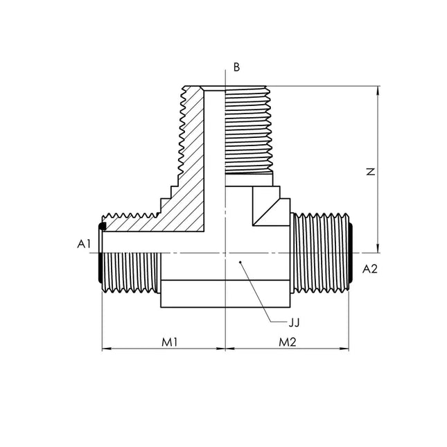 FS2601-08-08-08 | 08 MFS - 08 MFS - 08 MP Tee Forged, Carbon Steel
