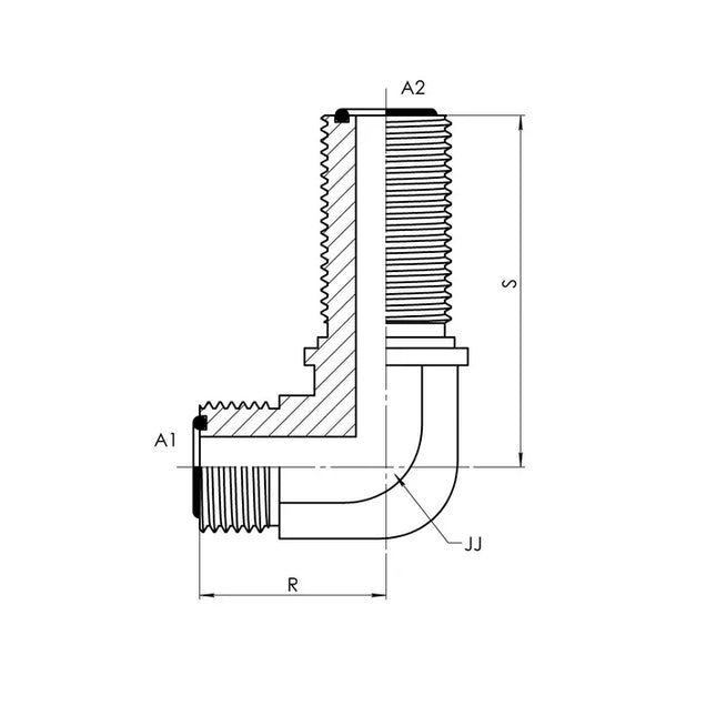 FS2701-LN-10-10-FG | 10 MFS - 10 MFS Bulkhead 90 Elbow Forged w/ Lock Nut, Carbon Steel