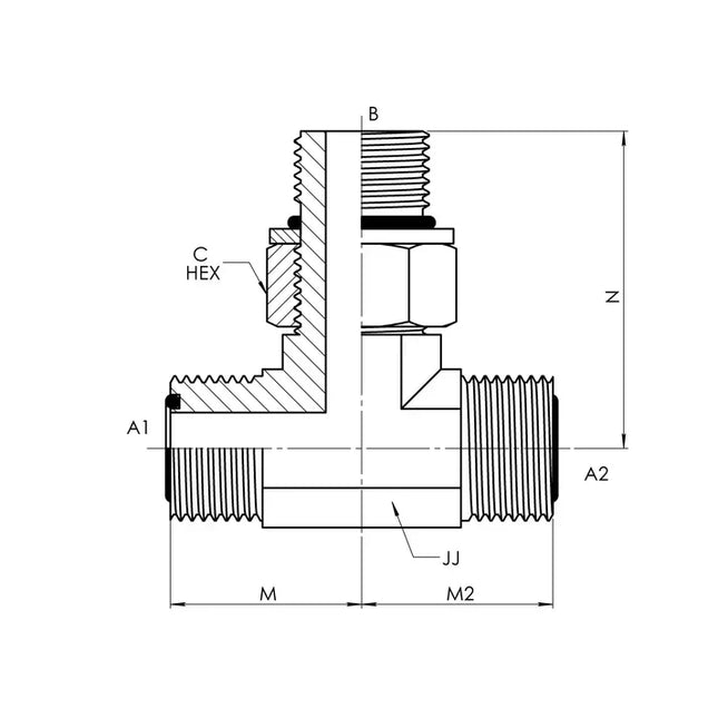 FS6803-06-06-06-NWO-FG | 06 MFS - 06 MFS - 06 MAORB Branch Tee Forged, Carbon Steel