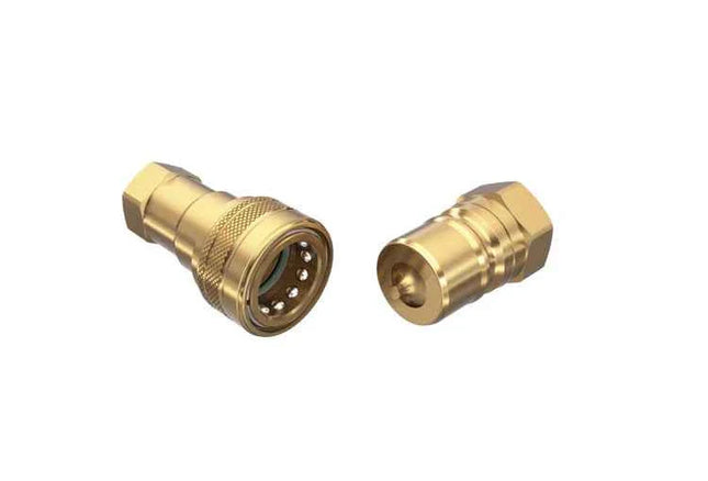 HNV-B-SS-04-04C-NPT-EPDM | 1/4" Brass Carpet Cleaning Coupler with 1/4" NPT Female, SS Valve, EPDM seals