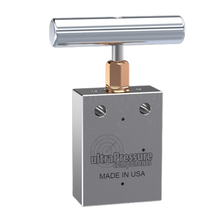 NV2A6M-20K-WO | 3/8" MP Female Needle Valve 2-Way Angle, Stainless Steel - 20K psi - Without Glands & Collars