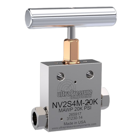 NV2S4M-20K | 1/4" MP Female Needle Valve 2-Way Straight, Stainless Steel - 20K psi