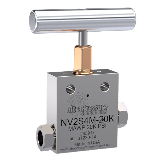 NV2S4M-20K | 1/4" MP Female Needle Valve 2-Way Straight, Stainless Steel - 20K psi