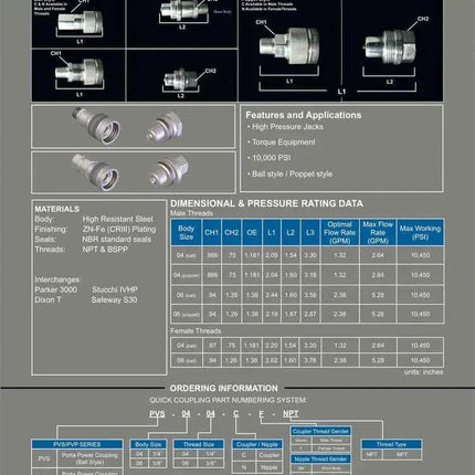 PVS-06-06C | 3/8" Screw Coupler with 3/8" Male NPT