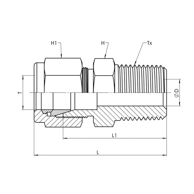 SS-IN2404-04-04 | 04 IN - 04 MP Straight Connector, Stainless Steel