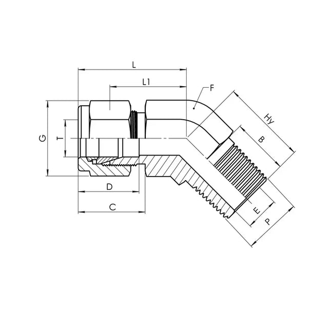 SS-IN2503-12-12 | 12 IN - 12 MP 45 Elbow, Stainless Steel