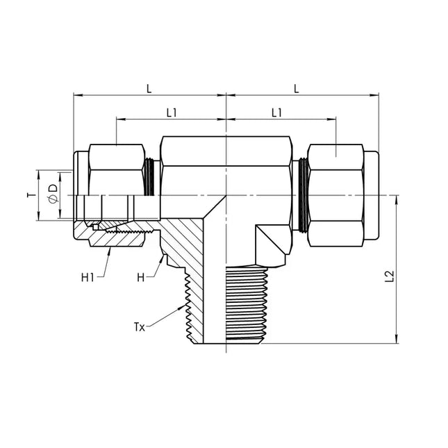 SS-IN2601-04-04-04 | 04 IN - 04 IN - 04 MP Branch Tee, Stainless Steel